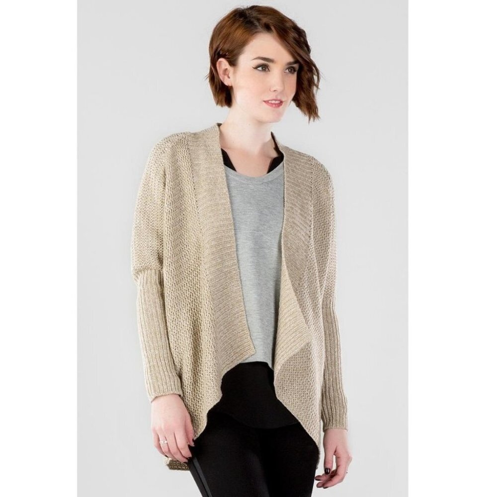 Quinn Open Knit Cardigan Beige Women Size M‎